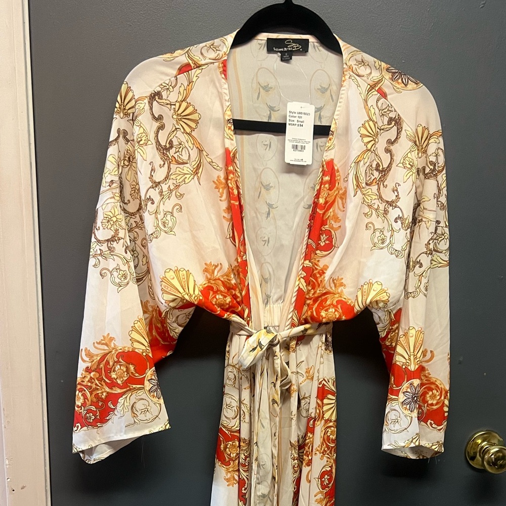 Suzanne Betro Orange and Cream Kimono small